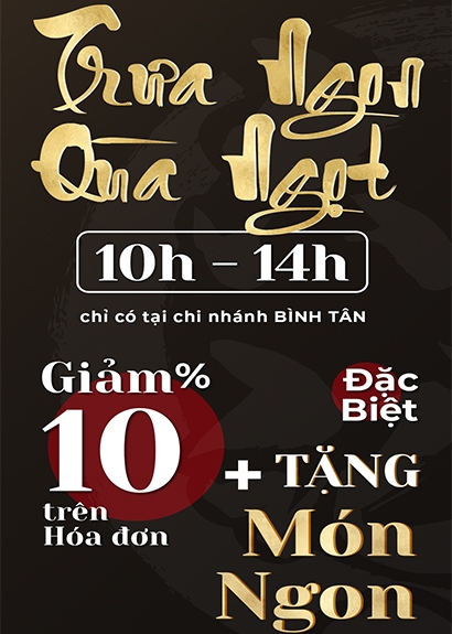 “TRƯA NGON - QUÀ NGỌT” CÙNG ƯU ĐÃI HẤP DẪN KHUNG GIỜ VÀNG!